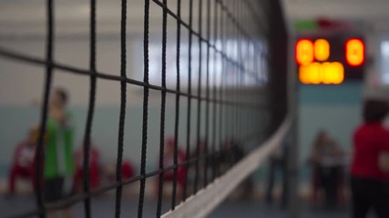 black volleyball net during match