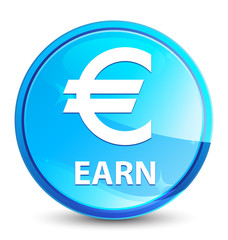 Earn (euro sign) splash natural blue round button