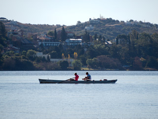 Obraz premium View of San Roque Lake, Villa Carlos Paz, Cordoba, Argentina.