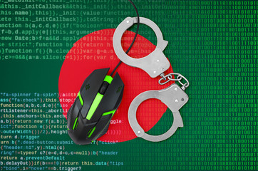 Bangladesh flag  and handcuffed computer mouse. Combating computer crime, hackers and piracy