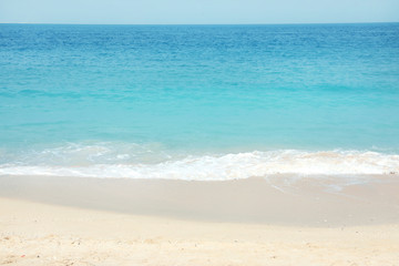 Picturesque view of beautiful sandy beach on sunny day