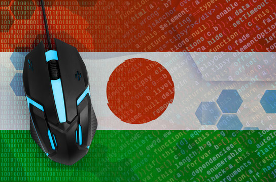 Niger flag and computer mouse. Digital threat, illegal actions on the Internet - Powered by Adobe