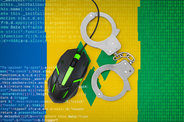 Saint Vincent and the Grenadines flag  and handcuffed computer mouse. Combating computer crime,...
