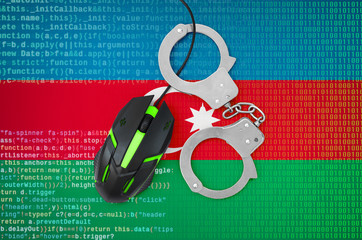 Azerbaijan flag  and handcuffed computer mouse. Combating computer crime, hackers and piracy