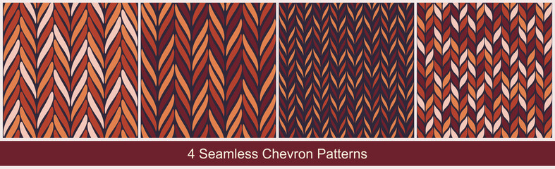 Set_of_patterns_009Seamless vector chevron patterns in terracotta brown colors on black background. Set of abstract geometric prints