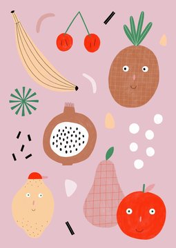 Happy fruits pattern 