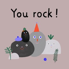Happy encouraging group of rocks 