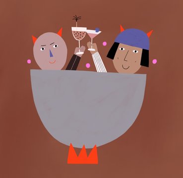 Drinking devils in a hot pot 