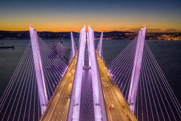 Aerial view of the New Tappan Zee Bridge, spanning Hudson River between Nyack and Tarrytown