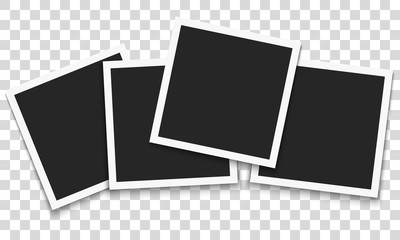 Set of template retro frame photo on transparent background. Vector illustration for your photos or text. Scrapbook design.