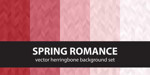 Fototapeta premium Herringbone pattern set Spring Romance. Vector seamless parquet backgrounds