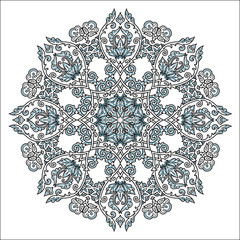 Hand drawn vector Turkish floral ornament, coloring book mandala