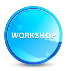 Workshop splash natural blue round button