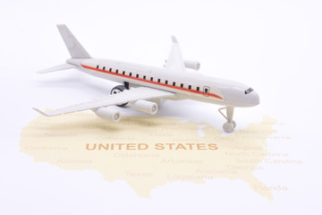 Airplane on map American