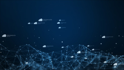 Cloud icon in digital cyberspace, Technology network connections concept.