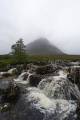 Mist and terrain at Glen Etive, Scotland