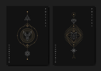 Fototapeta na wymiar Geometric astrological symbols tarot card