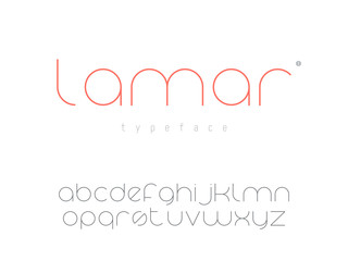 Vector latin lowercase alphabet letters and numbers. Thin line font