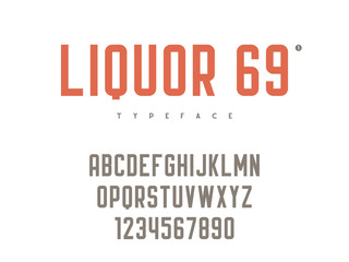 Vector latin uppercase alphabet letters and numbers. Retro font