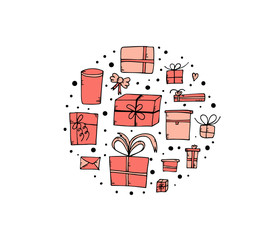 Set of gift boxes. Vector illustration.