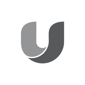 letter u simple 3d curves logo