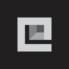 abstract letter e square 3d design logo vector