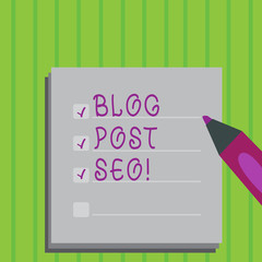 Conceptual hand writing showing Blog Post Seo. Business photo text Search Engine Optimization applied to blogging social network