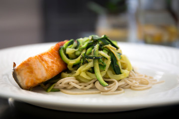 Salmon and Zucchini on the plate