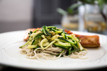Salmon and Zucchini on the plate