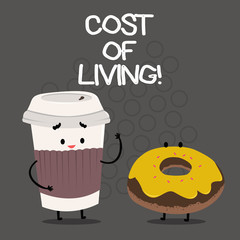 Word writing text Cost Of Living. Business concept for The level of prices relating to a range of everyday items