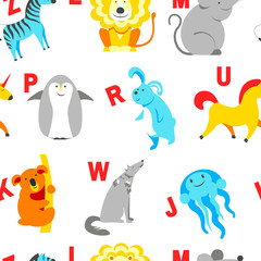 Alphabet animals and letters study material for children vector.