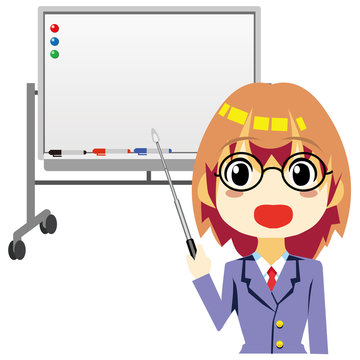 教える女性・OL・女学生 ホワイトボードver Teaching women OL / Girls student