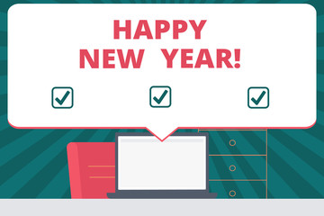 Fototapeta na wymiar Handwriting text writing Happy New Year. Concept meaning Greeting Celebrating Holiday Fresh Start Best wishes