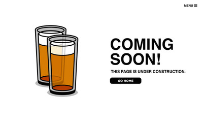 Coming Soon Page UX Interface Design with Beer Glass Illustration