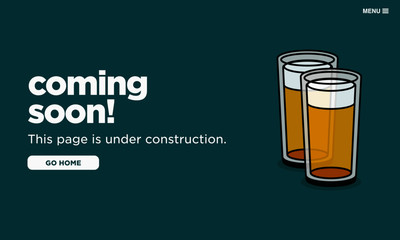 Coming Soon Page UX Interface Design with Beer Glass Illustration