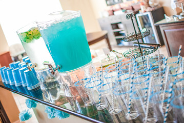 Decorated drink station at baby shower