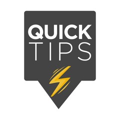 Quick tips poster giving advice. Hand gesture and headline placed in black block