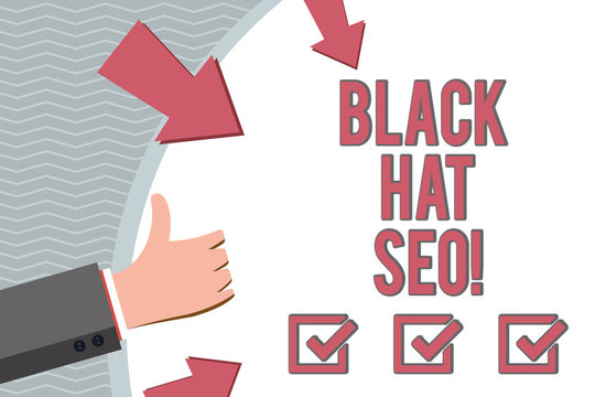 Conceptual hand writing showing Black Hat Seo. Business photo showcasing Search Engine Optimization using techniques to cheat browsers