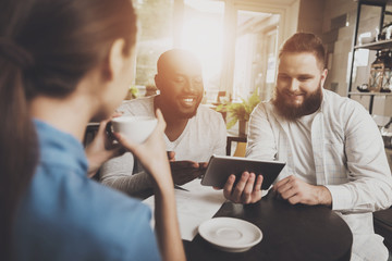 Multiethnic company people is working on project