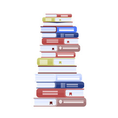 Pile of books vector illustration. Icon stack of books with solid color and flat style.