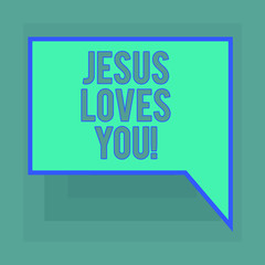 Conceptual hand writing showing Jesus Loves You. Business photo text Believe in the Lord To have faith religious demonstrating Blank Deformed Color Round Shape with Small Circles