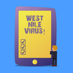 Writing note showing West Nile Virus. Business photo showcasing Viral infection cause typically spread by mosquitoes