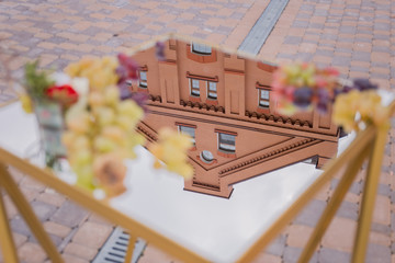 jewelry box with wedding rings on the table