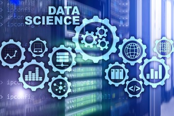Data Science Artificial Intelligence Concept. Futuristic Supercomputer background.