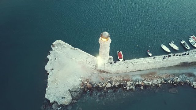 Greece, Crete, Rethymno port by drone mavic