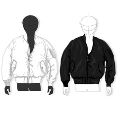 Pilot jacket. Bomber. Vector illustration. Men clothes collection.