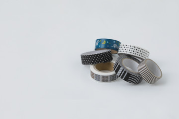 白背景にいろんな柄のマスキングテープイメージ用