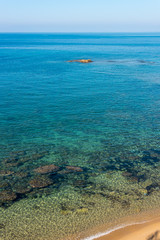 Blue Mediterranean Sea on the Southern Italian Coast on a Sunny Day