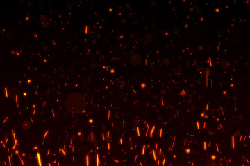 Naklejka na ściany i meble Fire particles isolated on black background overlay. Put it over your image in screen mode.