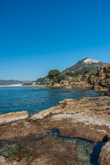 Blue Mediterranean Sea on the Rocky Southern Italian Coast on a Sunny Day